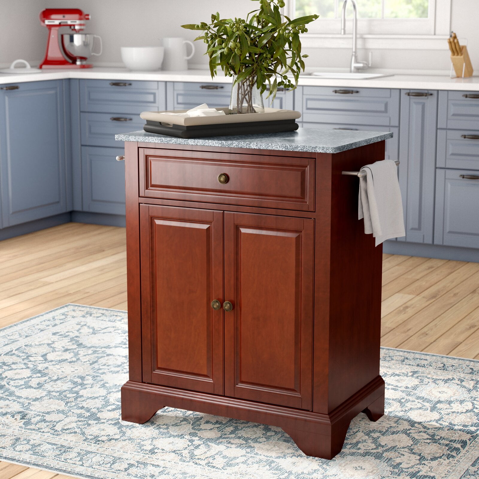 Hedon 31'' Kitchen Cart with Granite Top and Locking Wheels, Locking