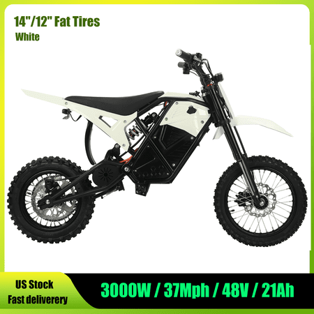 37MPH 200NM Electric Dirt Bike for Teens Adults Age 13+, 2000W Peak 48V 23Ah Up to 45 Mile Electric Motorcycle, 14"/12" Off-Road Tire E-Bike, Dual Hydraulic Brakes, Full Suspension
