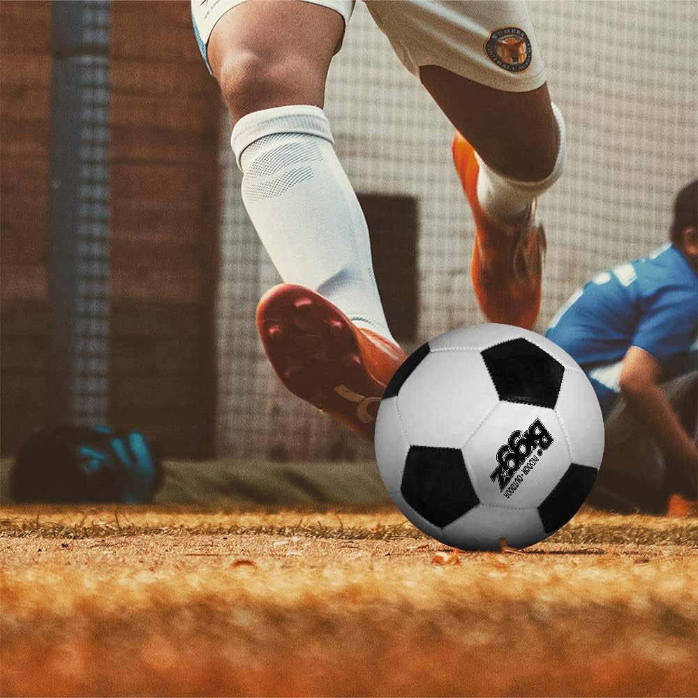 Biggz Premium Classic Soccer Balls with Hand Pumps - Size 3-6, 12, 50 Pack Options (Size 3 (Junior), 6 Pack)