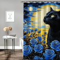 thumbnail image 2 of Patifu Cute Cat Roses Full Moon Shower Curtain for Bathroom Decoration 100% Polyester Washable Shower Curtain with Hooks 36"x72, 2 of 7