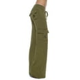 thumbnail image 3 of CHGBMOK Women's Stretch Cargo Flare Pants Elastic Drawstring Waist Casual Bootcut Pants with Button Pockets for Daily Outdoor Workout, 3 of 8