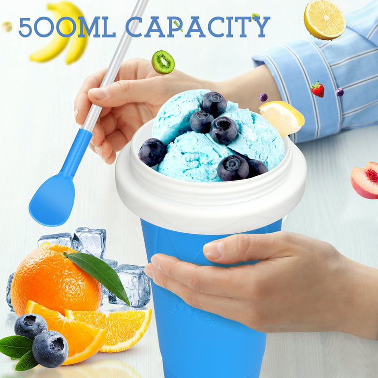 Ice Maker Cup 500ML Smoothies Cup DIY Ice Cream Quick Frozen Silicone  Squeeze Cup Cooling Milkshake Slushy Machine Water Bottle - AliExpress