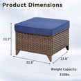 thumbnail image 4 of Miekor Furniture Outdoor PE Wicker Ottomans Set of 2, Patio Gray Rattan Footrests with Blue Cushions for Backyard or Deck No.4689, 4 of 7