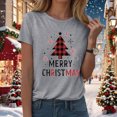 thumbnail image 3 of Towmus Merry Christmas Shirts for Women Casual Graphic Print T Shirt Xmas Buffalo Plaid Tree Shirt Top Short Sleeve, 3 of 5