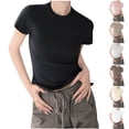 thumbnail image 1 of Tidyack ,Bon Rapport Qualité-Prix, T-shirt en Coton, Haut Uni, Manches Courtes, Col Rond, Coupe Ample, pour Tenue Décontractée, Tenue Quotidienne, Tissu Doux, Style Polyvalent, Confort Léger, Mode Printemps Été, 1 of 9