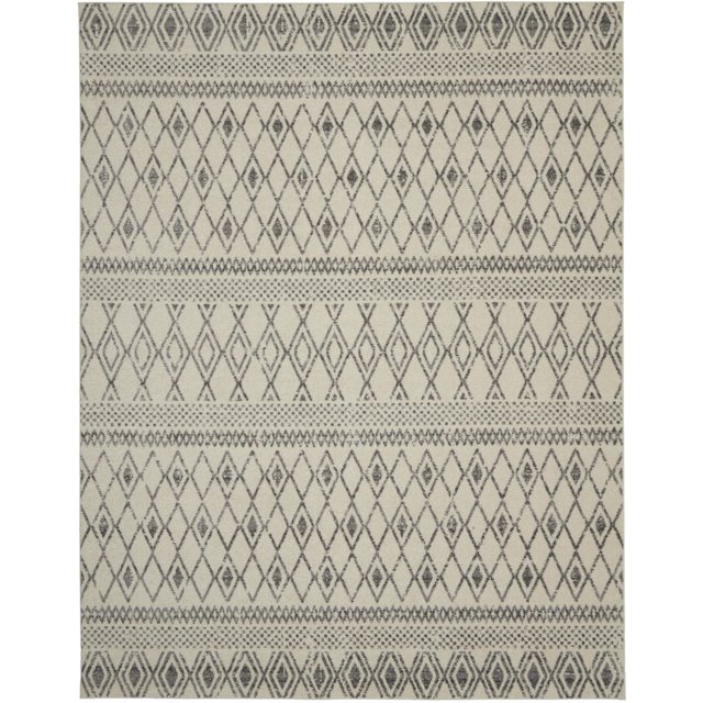 homeroots home decor 385761 8’ x 10’ Ivory and Gray Berber Pattern Area Rug