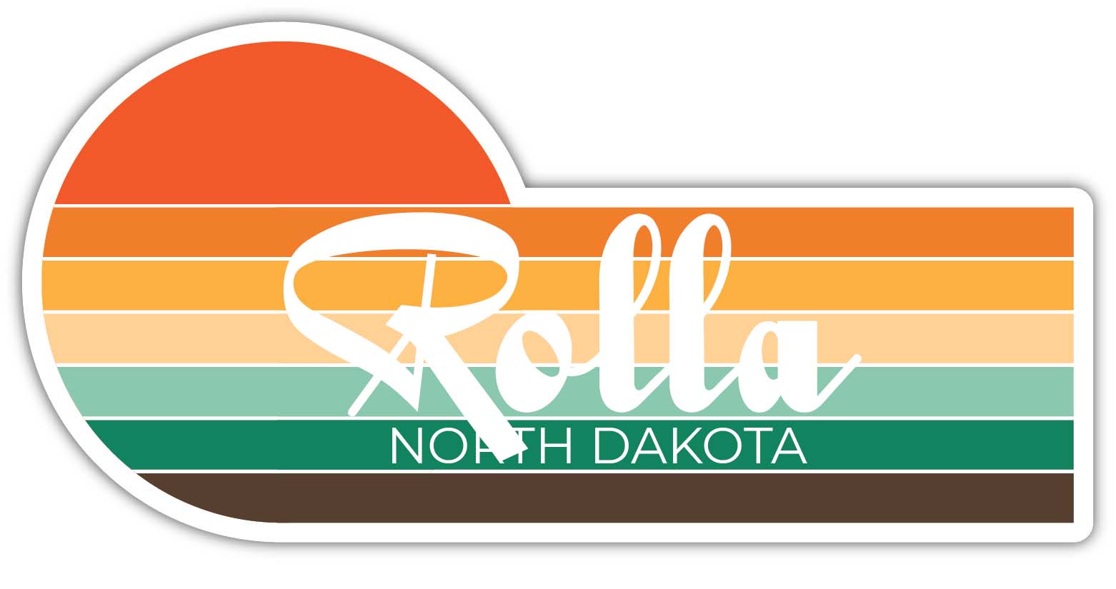 Rolla North Dakota 2 x 1.25 Inch Sticker Retro Vintage Sunset City 70s