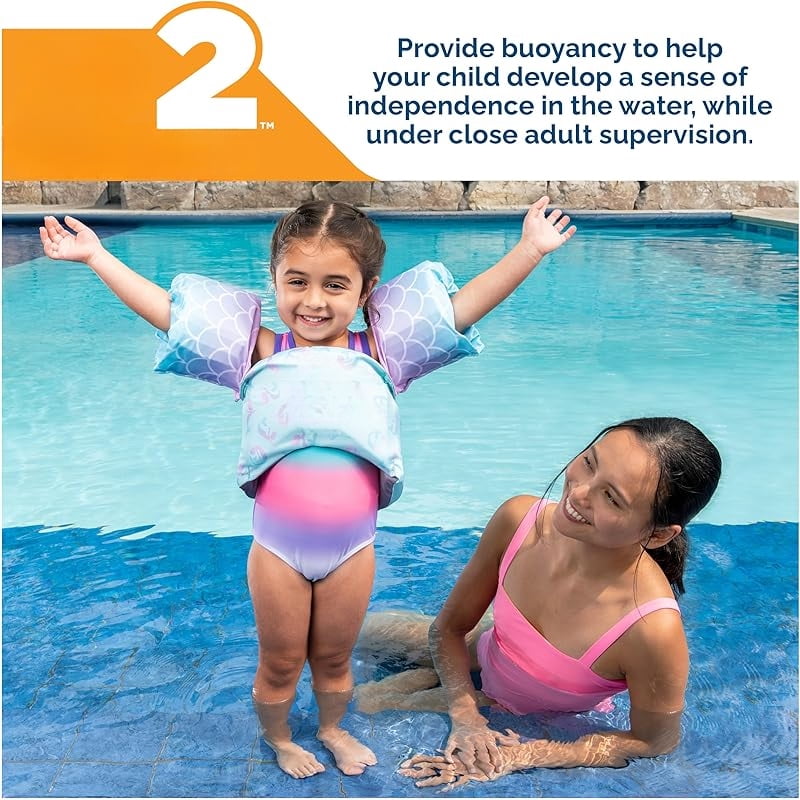Swim Trainer, US Coast Guard Approved Life Vest Kids Swim Vest, Arm Floaties & Life Jackets for Kids 33-55 lbs, Mermaid