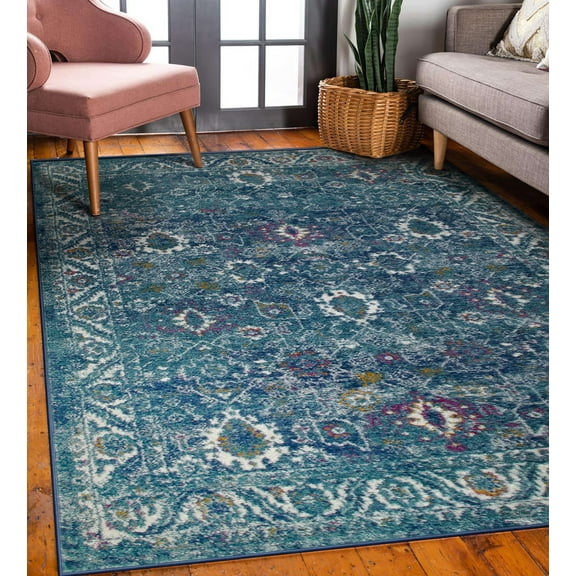Leick Home Laraline 3'9" x 5'9" Vintage Turkish Medallion Rectangle Area Rug, Turquoise