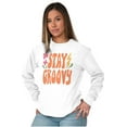 thumbnail image 4 of Hippie Positivity Stay Groovy Flowers Women's Long Sleeve T Shirt Brisco Brands S, 4 of 5
