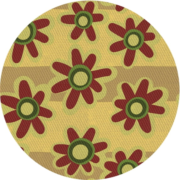 Ahgly Company Machine Washable Indoor Round Transitional Mahogany Brown Area Rugs, 8' Round