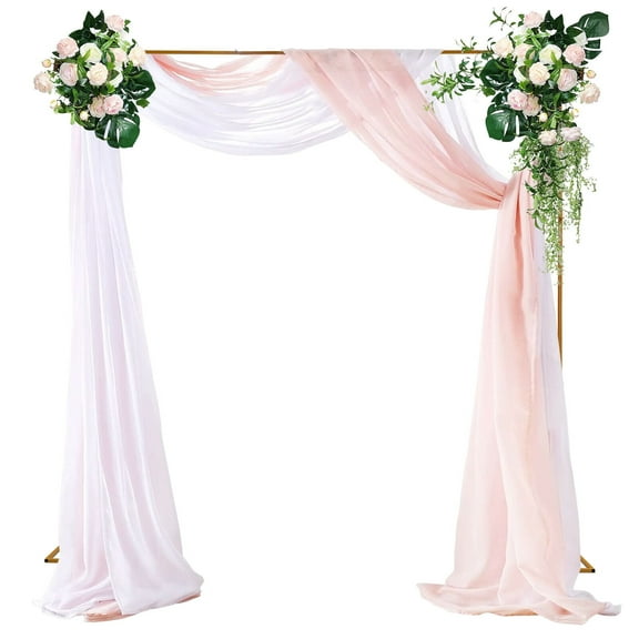 10x10 FT Backdrop Stand with Base, Gold Wedding Backdrop Stand Pipe Kit Square Metal Balloon Arch Stand Garden Arbor Frame for Anniversary Party Birthday Photo Booth Background Decoration