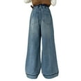thumbnail image 3 of Girls' Jeans Elastic High Waist Wide Leg High Waist Denim Pants for Teens Kids Clothes Girls Size, 3 of 8