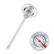 Bimetal Thermometer with 5in Stainless Steel Stem & 1.5in Dial, -10-110°C Temperature Range, Shatterproof Plastic Lens - Industrial Grade