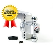 Weigh Safe 180 Hitch CTB6-2.5 6" Drop Hitch, 2.5" Receiver 18,500 LBS GTW - Adjustable Aluminum Trailer Hitch Ball Mount & Chrome Plated Combo Ball, Dual Pin Keyed Lock