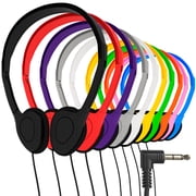 Maeline Bulk Wired Cord Stereo On-Ear Headphones with 3.5mm Audio Plug Compatible with Phones/Laptops/Computers/Tablets/MP3 for Children/School/Airplane Travel - 10 Pack, Multi