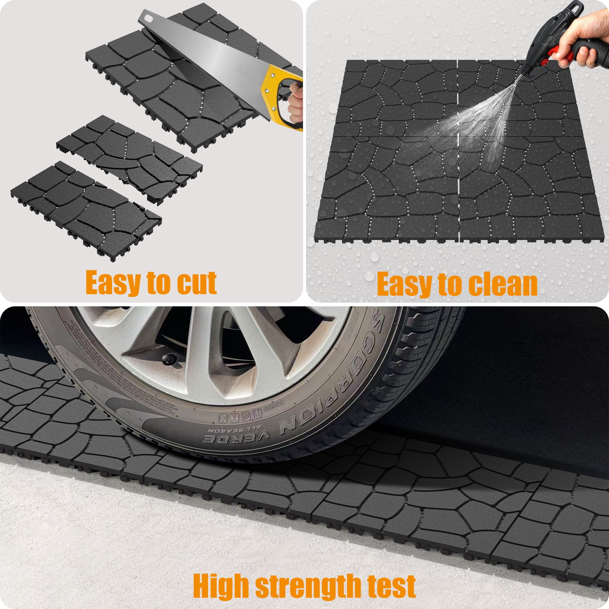 12" Patio Deck Tiles, DIY Module Interlocking Decking Tiles Floor Tile, Easy and Quick Installation Court Tiles for Porch Poolside Balcony Backyard 44pcs