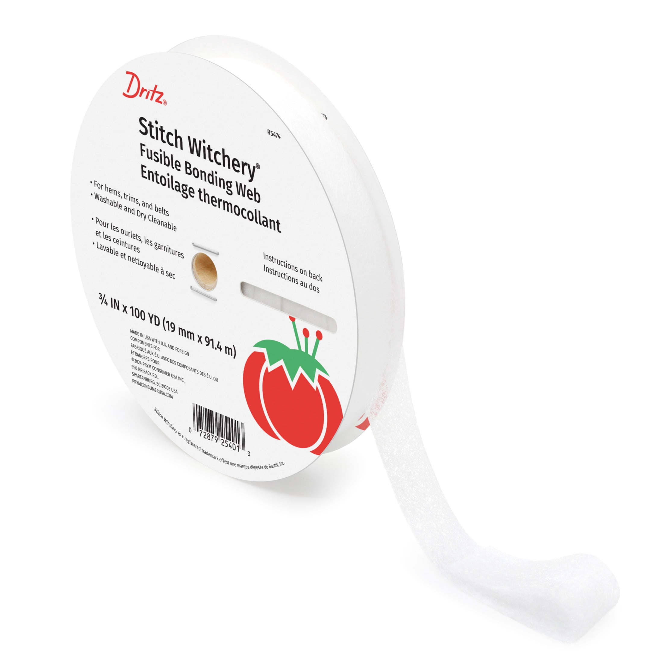 Dritz Stitch Witchery Fusible Bonding Web, Regular Weight, 3/4