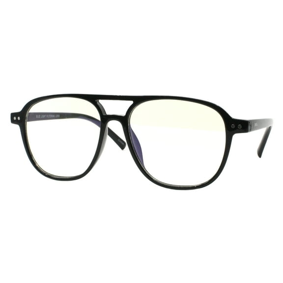 Blue Light Filtering Lens Glasses Unisex 70's Style Square Flat Top Frame Black