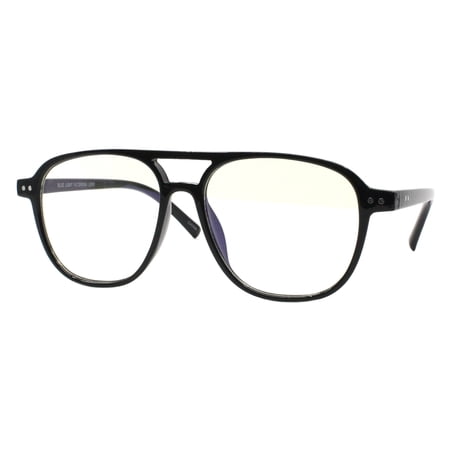 Blue Light Filtering Lens Glasses Unisex 70's Style Square Flat Top Frame Black
