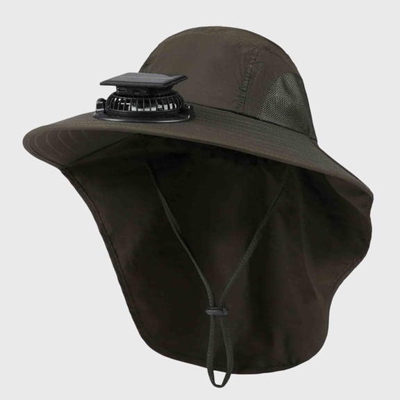Solar Powered Fan Sun Hat with Neck Flap, Wide Brim UV Protection Cooling Outdoor Hat for Summer Outdoor Traveling Hiking Fishing Camping Men Women