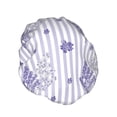 thumbnail image 2 of Kll Bouquet And Lavender Flowers Pattern Shower Cap & Bath Cap For Women,Reversible Oversized Waterproof Shower Caps For All Hair Lengths,Elastic Reusable Bathing Hair Cap, 2 of 9