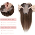 thumbnail image 5 of MY-LADY 100% Remy Human Hair Women Topper Hair Toppers Silk Base Hair Pieces Clip In Hair Topper with 3D Air Bangs 17 Colors 14inch #04 Medium Brown, 5 of 8