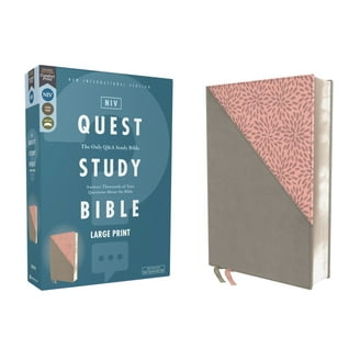 Niv, Quest Study Bible, Large Print, Leathersoft, Gray/Pink, Thumb