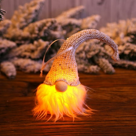 Fymall Glowing Christmas Tree Pendant Gnome Doll Hanging Ornament Home Holiday Party