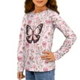 thumbnail image 2 of DISNIMO Pink Flower Butterfly Tshirt Kids Long Sleeve Shirts for Boys Size 9-10 Shirts for Girls Crew Neck Sweatshirt Kids Long Sleeve Shirt for Girls Kids Casual T-Shirts Girls T-Shirt, 2 of 7