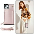 thumbnail image 5 of SaniMore for iPhone 15 Plus 6.7" 2023 Case, Zipper Wallet Flip Kicktsand Crossbody Shoulder Strap Retro PU Leather Wear-resistant Shockproof Anti-drop Cover for Girls Women, Rosegold, 5 of 12