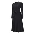 thumbnail image 4 of Vestido de corte A con vuelo para mujer con cinturón Vestido informal elegante para ir al trabajo Ygjytge Negro T XL para Mujer, 4 of 8