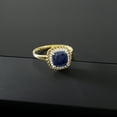 thumbnail image 5 of Gem Stone King 10K Yellow Gold Blue Sapphire and White Diamond Engagement Ring for Women (2.17 Cttw, Cushion 7MM, Available in Size 5,6,7,8,9), 5 of 7