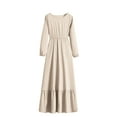 thumbnail image 1 of Gspmoly Robes d'Été pour Femmes, Robe Décontractée Mode pour Femmes à Col Rond à Manches Longues, Robe Longue à Taille, Robes Habillées pour Femmes en Liquidation, 1 of 6