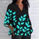 thumbnail image 1 of Xuyuer Women's 3/4 Length Sleeve Tops V Neck Casual Vacation Loose Fit S-5XL Ruffle Cuffs Shirts Dressy Flowy Tunic Tops Hawaiian Shirts Summer Floral Printed Shirt Casual Soft Tunic Tops, 1 of 5