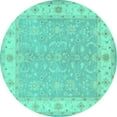 thumbnail image 1 of Ahgly Company Machine Washable Indoor Round Persian Turquoise Blue Traditional Area Rugs, 4' Round, 1 of 4