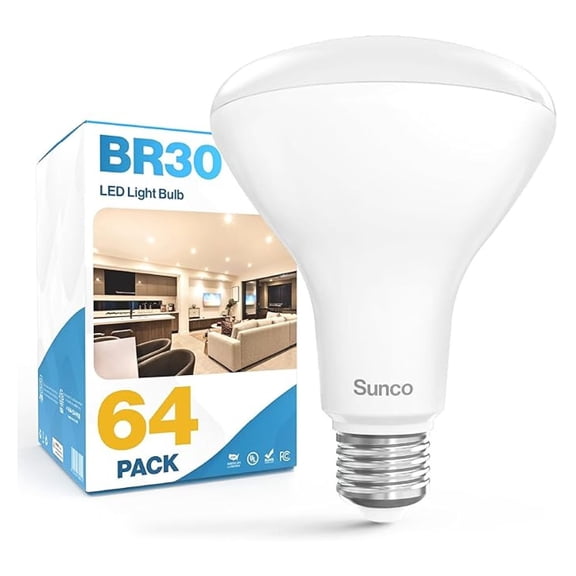 Sunco 64 Pack BR30 Light Bulbs LED, Recessed Can Light Bulbs, Indoor Flood Bulb, 850 LM, 11W (65W Equivalent), 3000K Warm White, Dimmable, E26 Base, for Home, Kitchen, Bedroom UL.