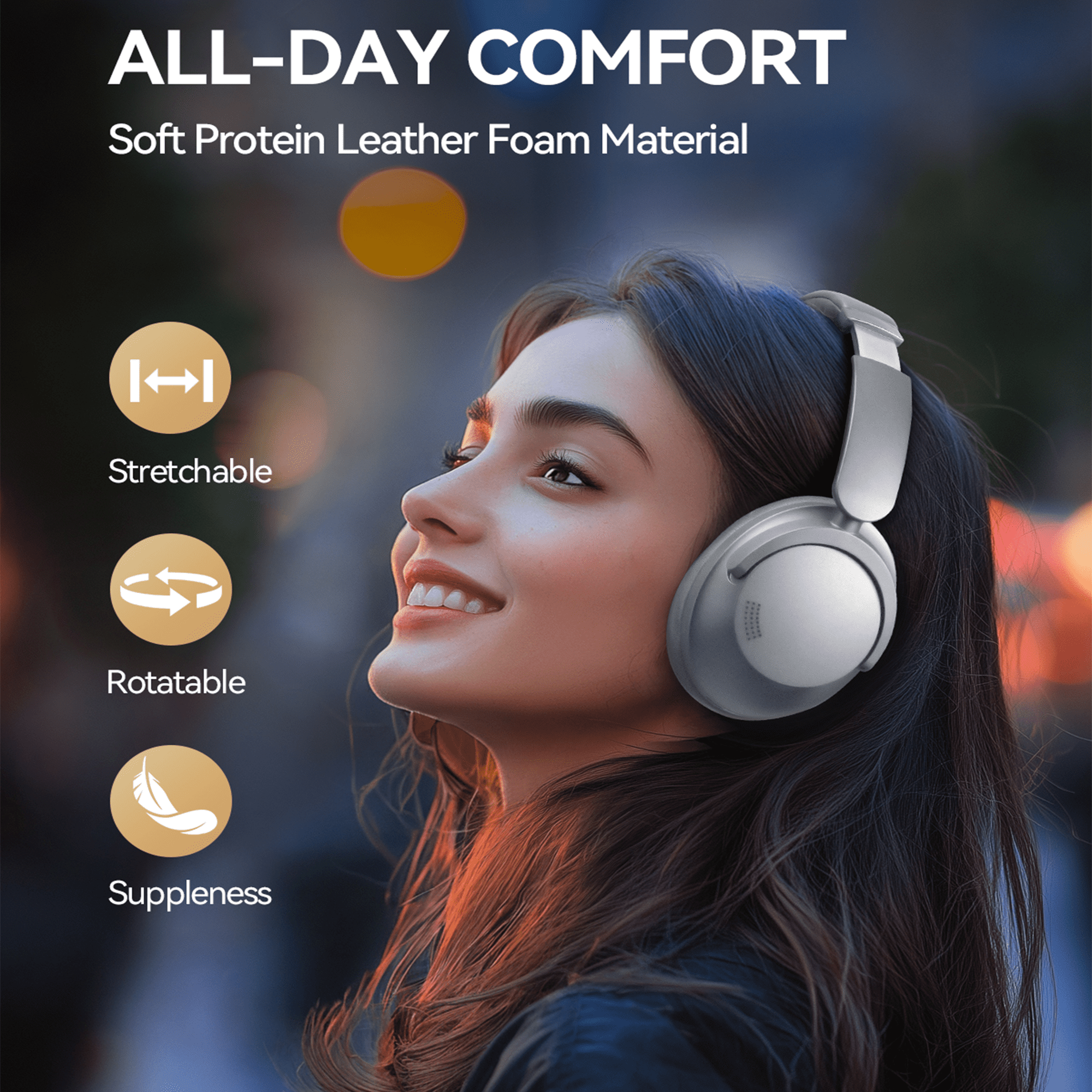 1MORE Sonoflow Pro HQ51 Bluetooth over-Ear Headphones with Built-in Mic, Silver