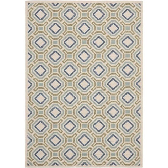 Safavieh Veranda Polypropelene Medium Rectangle Rug VER089-0614-5 in Cream and Green