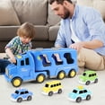 thumbnail image 6 of Toddler Car Toys for 3 4 5 Years Old Construction Transport Truck with 4 Pack Small Pull Back Construction Vehicles Friction Power Cars Christmas Birthday Gifts for Kids Boys Girls, 6 of 6