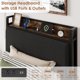 thumbnail image 5 of Tamaño individual size marco cama con 2 almacenamiento cajones y estación carga-rustic velvet forrado platform bedframe almacenamiento cabecero. no necesita colchón base montaje fácil nois..., 5 of 7