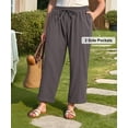 thumbnail image 4 of CASSIE LIZ Plus Size Curvy Womens Spring Summer Beach Wide Leg Palazzo Pants Drawstring Trousers with Pockets (XL-5XL), 4 of 10