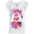 thumbnail image 1 of Aeropostale Camiseta gráfica Peace 87 con cuello en V para mujer, blanca, pequeña Aeropostale Camiseta gráfica, 1 of 1