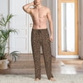 thumbnail image 2 of Balery Brown Leopard Pantalones de pijama para hombre, pijama ultraligero, pantalón de descanso-3X-Large, 2 of 6