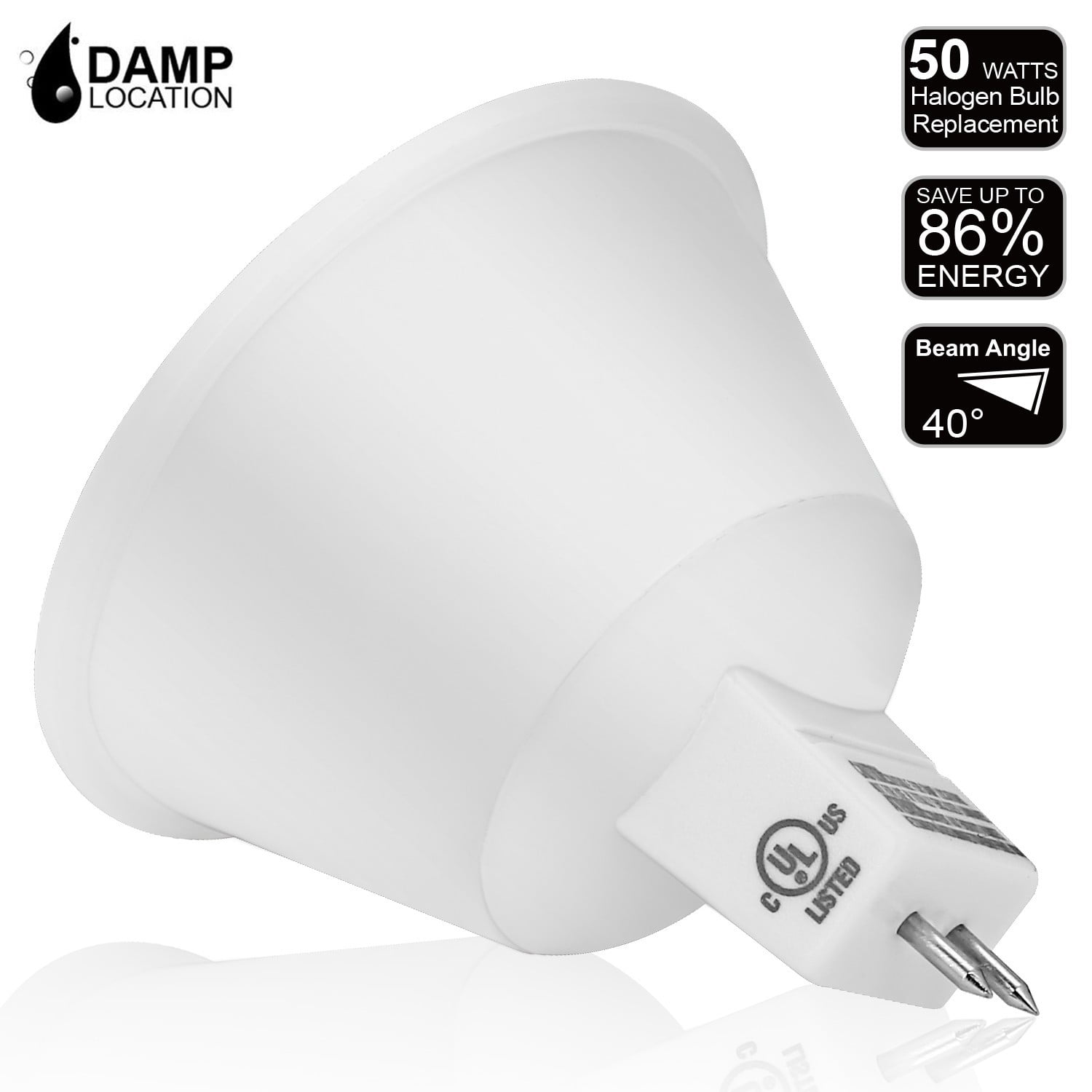 MR16 LED Bulb 50W Equivalent, 12V Low Volt, 3000K Warm White, Dimmable, GU5.3 LED Spotlight Bulb, 490LM 7W, UL & Energy Star Listed, for Recessed and Track Lighting, Pack of 18