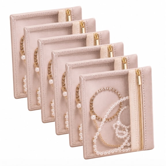 6 Pack Travel Jewelry Pouch with Zipper, Clear Jewelry Organizer Bags for Earrings, Rings, Necklaces and Bracelets, TIKA