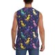 thumbnail image 4 of Fotbe Colorful Dinosaur Men's Camiseta sin Mangas Estampada para Hombres, Playera Casual para Gimnasio, Entrenamiento, Playa-Small, 4 of 7