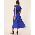 thumbnail image 4 of Unique Bargains Women's Ruffle Sleeveless Midi Dress with Tie Waist Belt L Royal Blue, 4 of 6