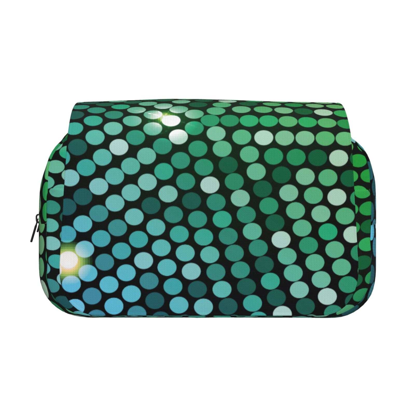 Rateoe Green Disco Lights Pattern Double Clamshell Pen Case, Storage Organizer with Two Zipper Compartments– Holds Up to 50 Pencils & Pens