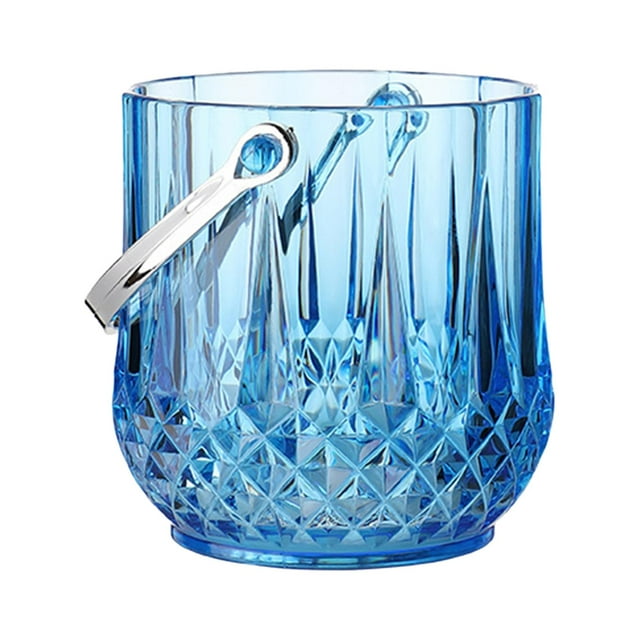 Cubo de almacenamiento de acrílico, enfriador de bebidas, cubo de hielo portátil para el hogar y el restaurante. Azul